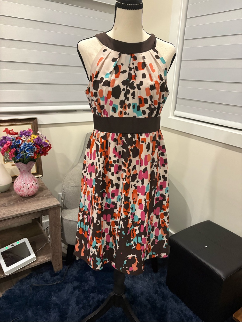 Max and Cleo Multi-Color Abstract Print Halter Fit & Flare Dress - Size 6